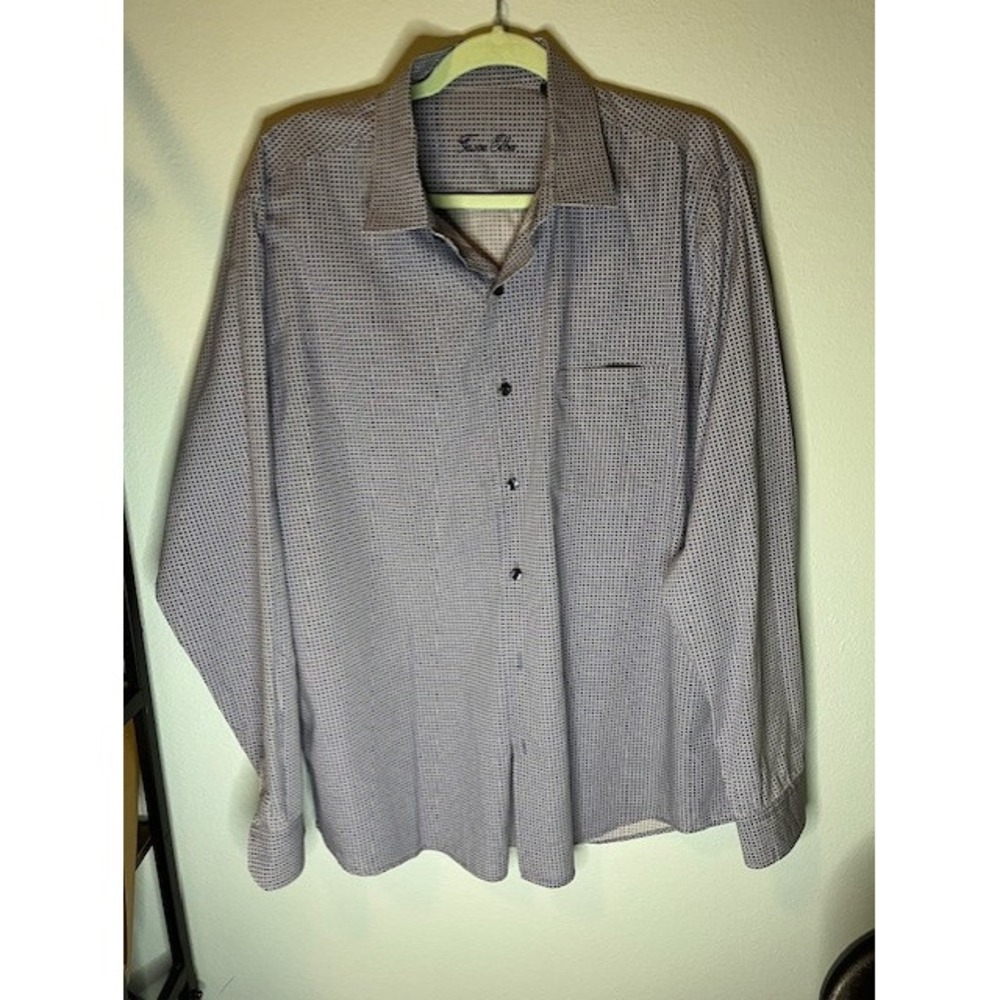 Tasso Elba Dress Shirt Men Button Up Blue Long Sleeve Size 17-17 1/2
